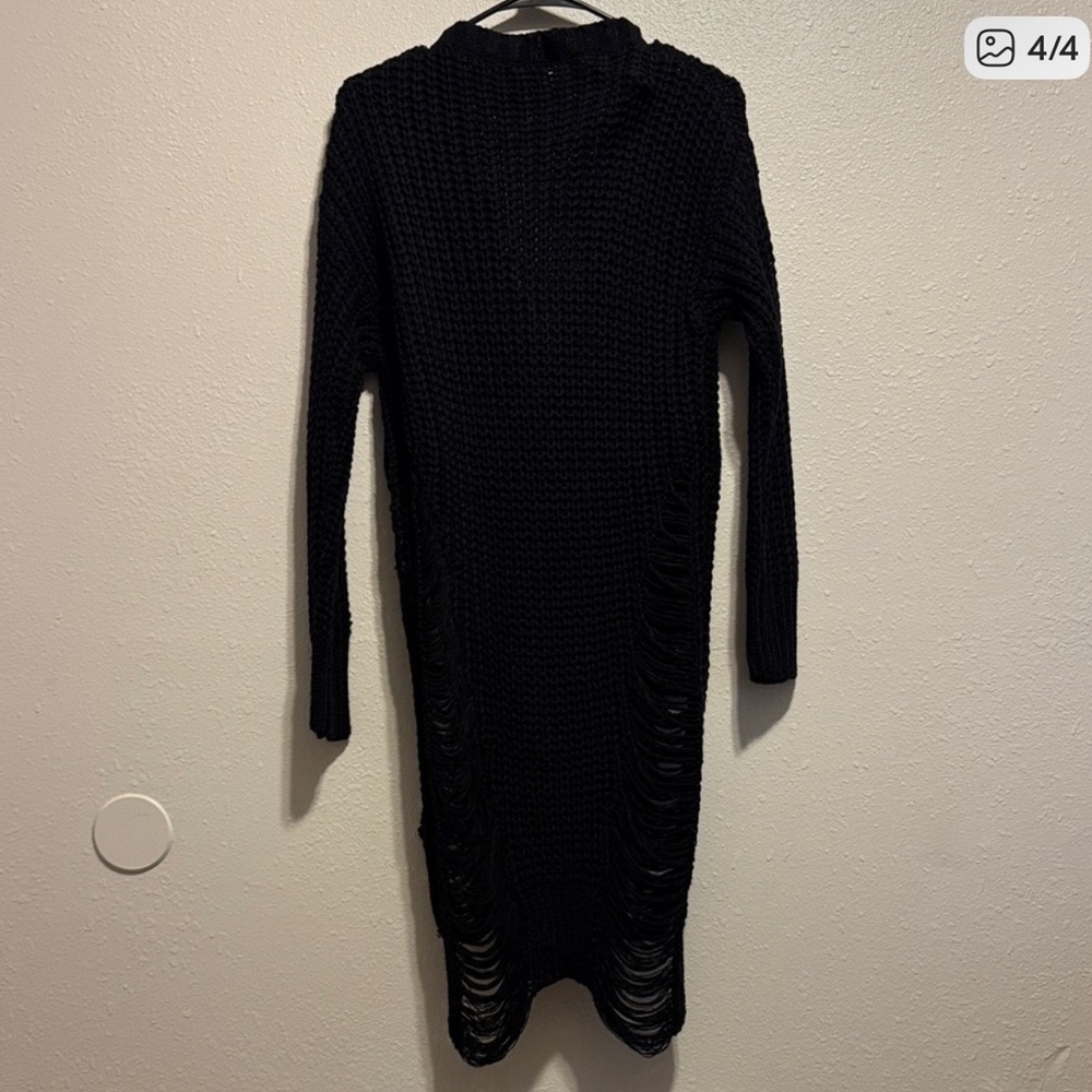 (2 Items) Black Knit Dress & Cardigan